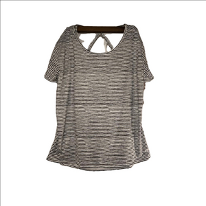 Women's Champion Short Sleeve Tee M White Black Striped